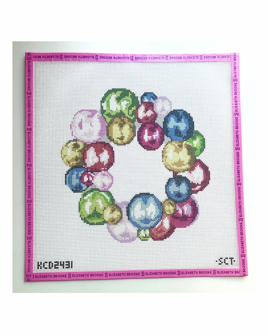 Glass ornament wreath needlepoint canvas