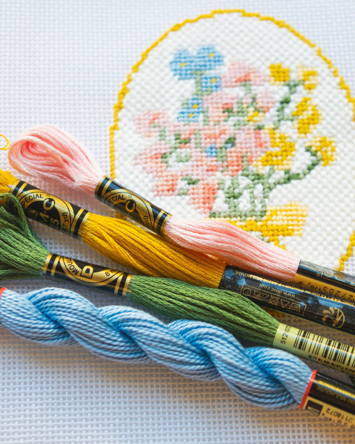 Spring Floral Cameo Hand Painted Needlepoint Canvas
