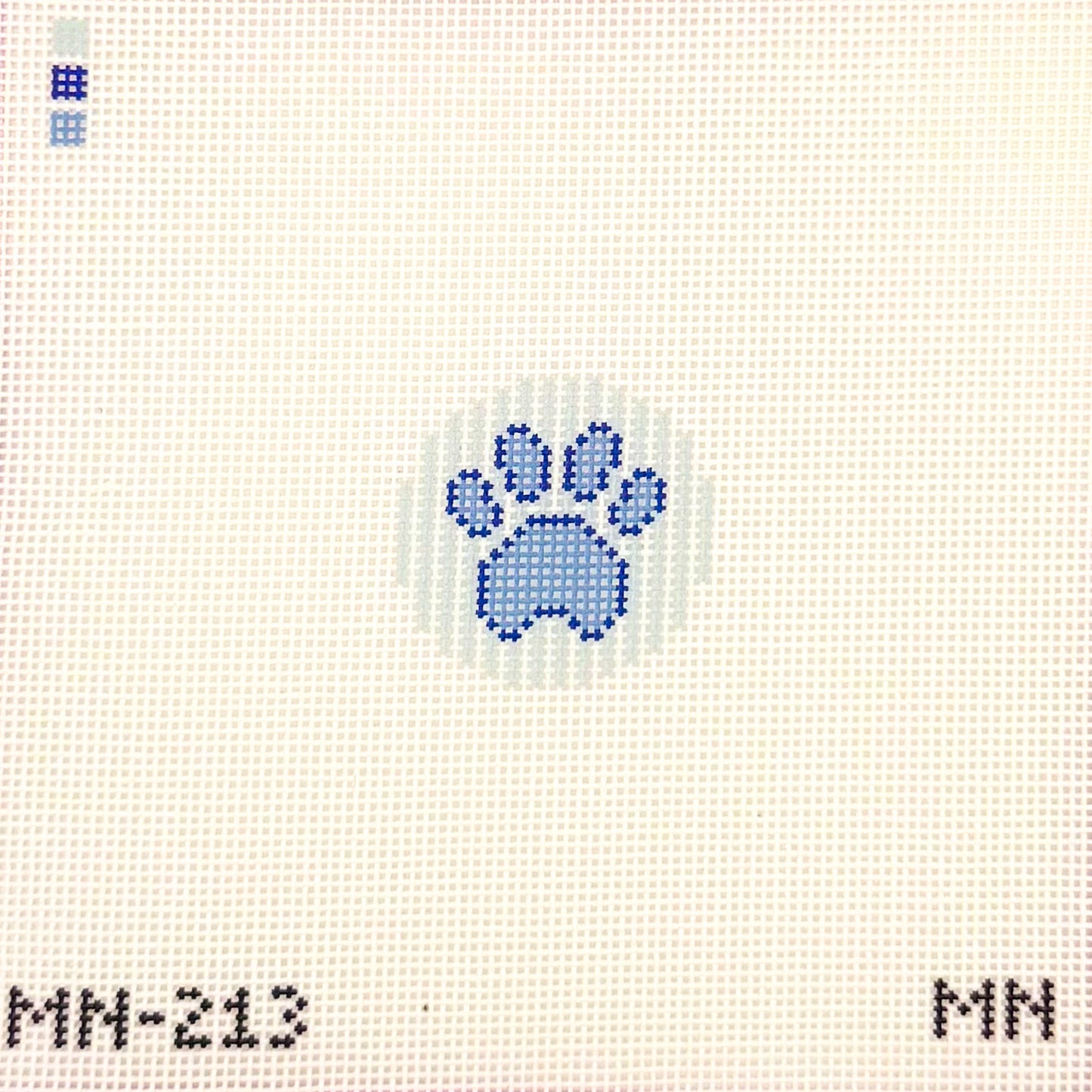 Blue Stripe Paw Mini Needlepoint Canvas