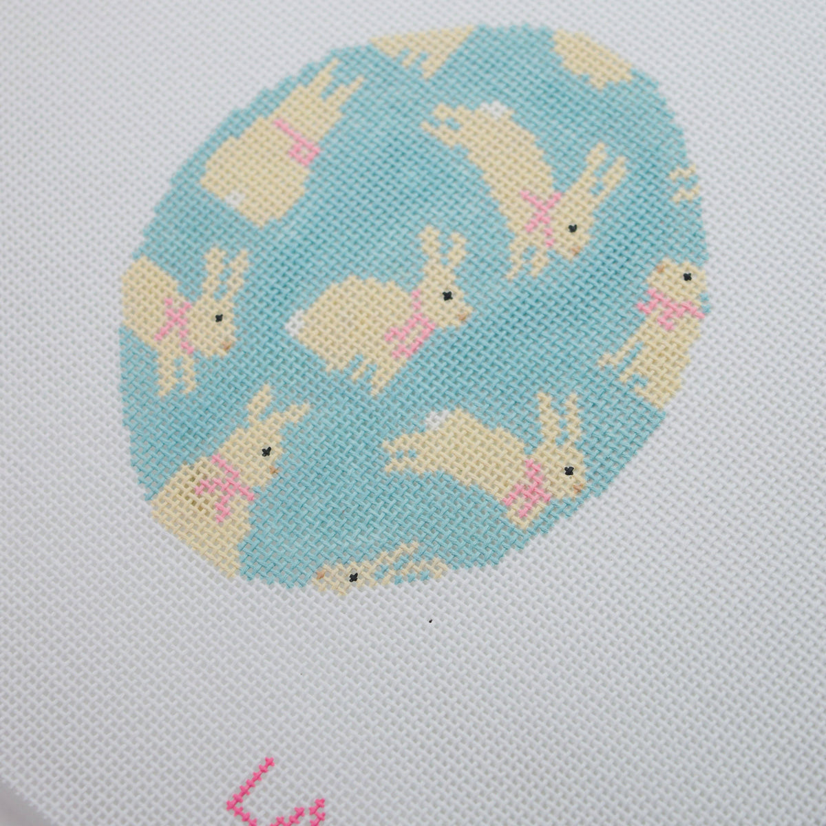 Bouncing Bunnies Hand Painted Needlepoint Canvas