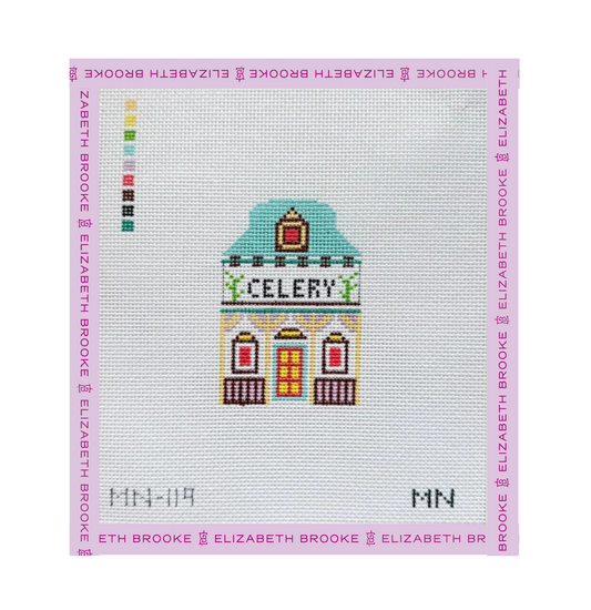 Celery Village House Needlepoint Canvas