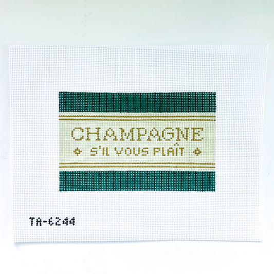 Champagne si’l vous plait acrylic purse insert needlepoint canvas