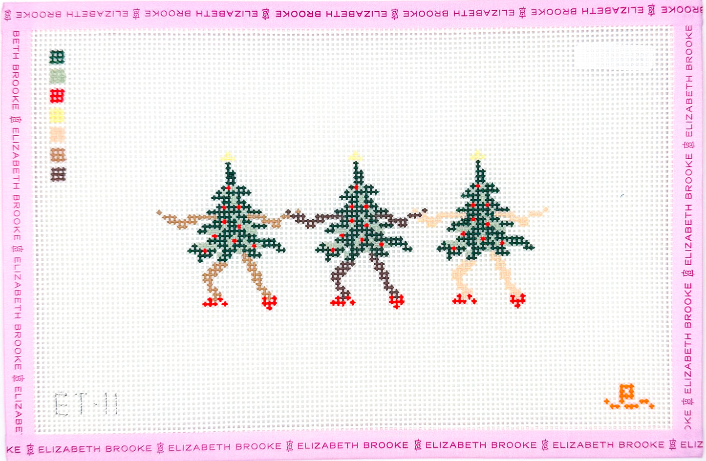 Dancing Christmas Trees Needlepoint Canvas