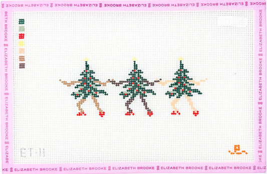 Dancing Christmas Trees Needlepoint Canvas