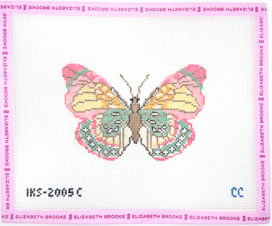 Pink and Green Butterfly Ornament Needlepoint Canvas