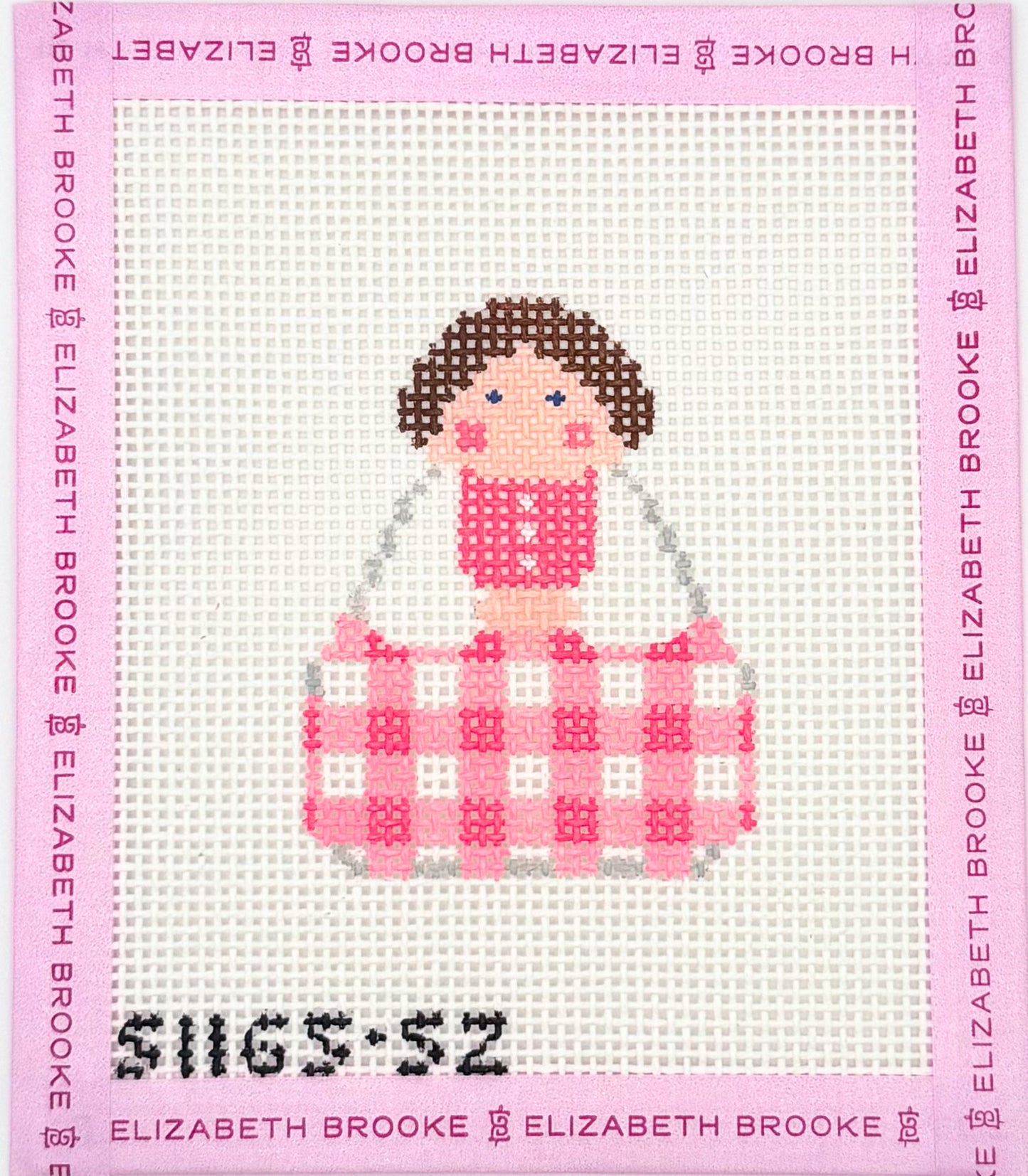 Pink Gingham Stitch it Angel Needlepoint canvas