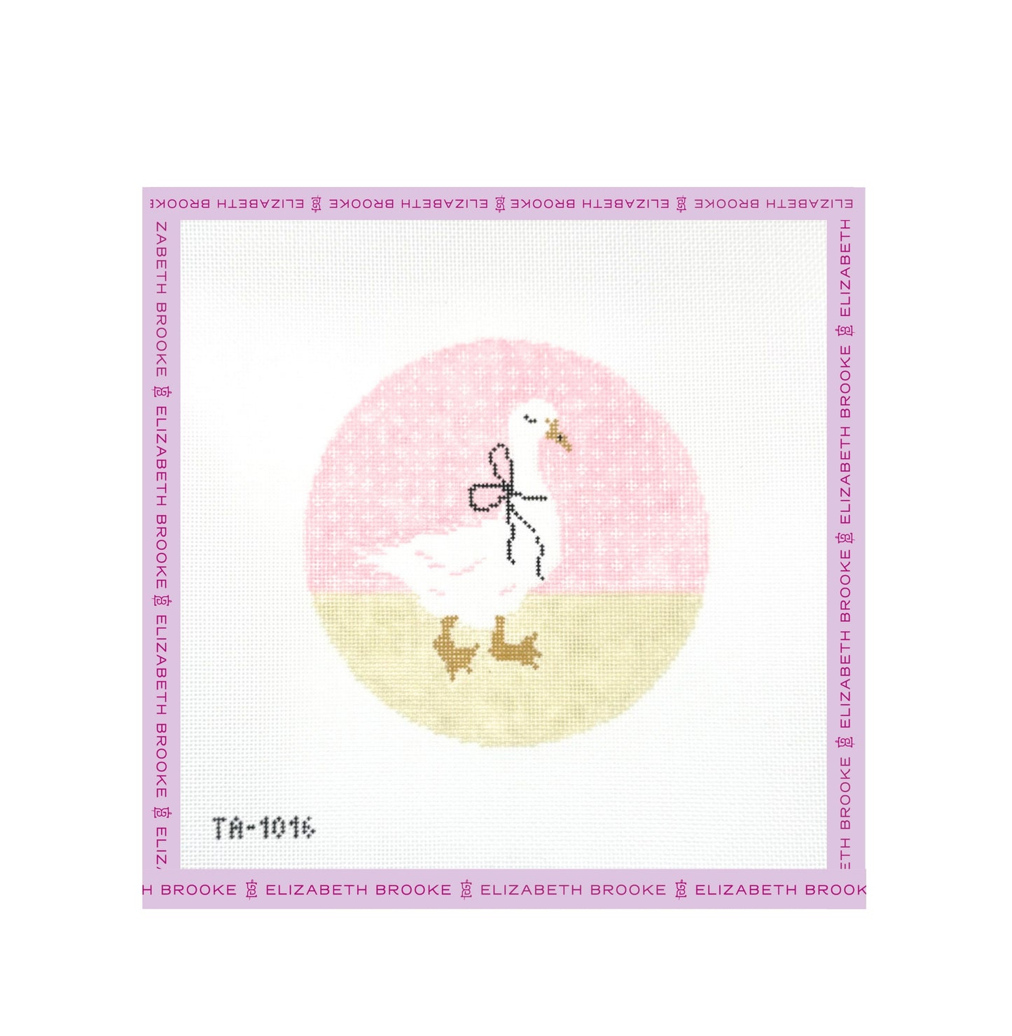 Pink Goose Round Needlepoint Canvas