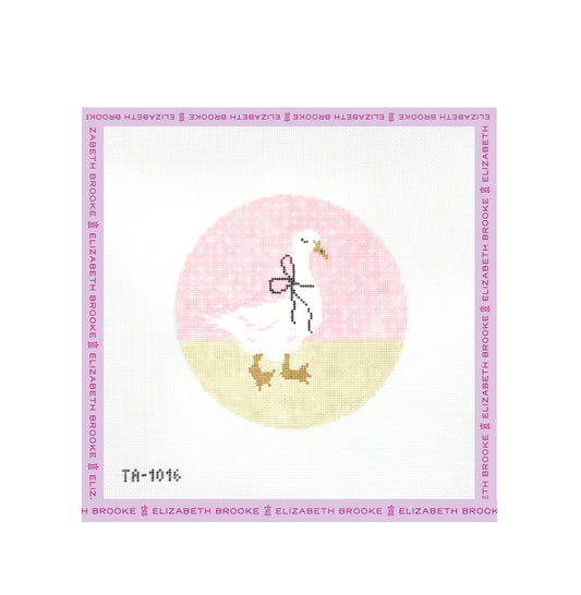 Pink Goose Round Needlepoint Canvas
