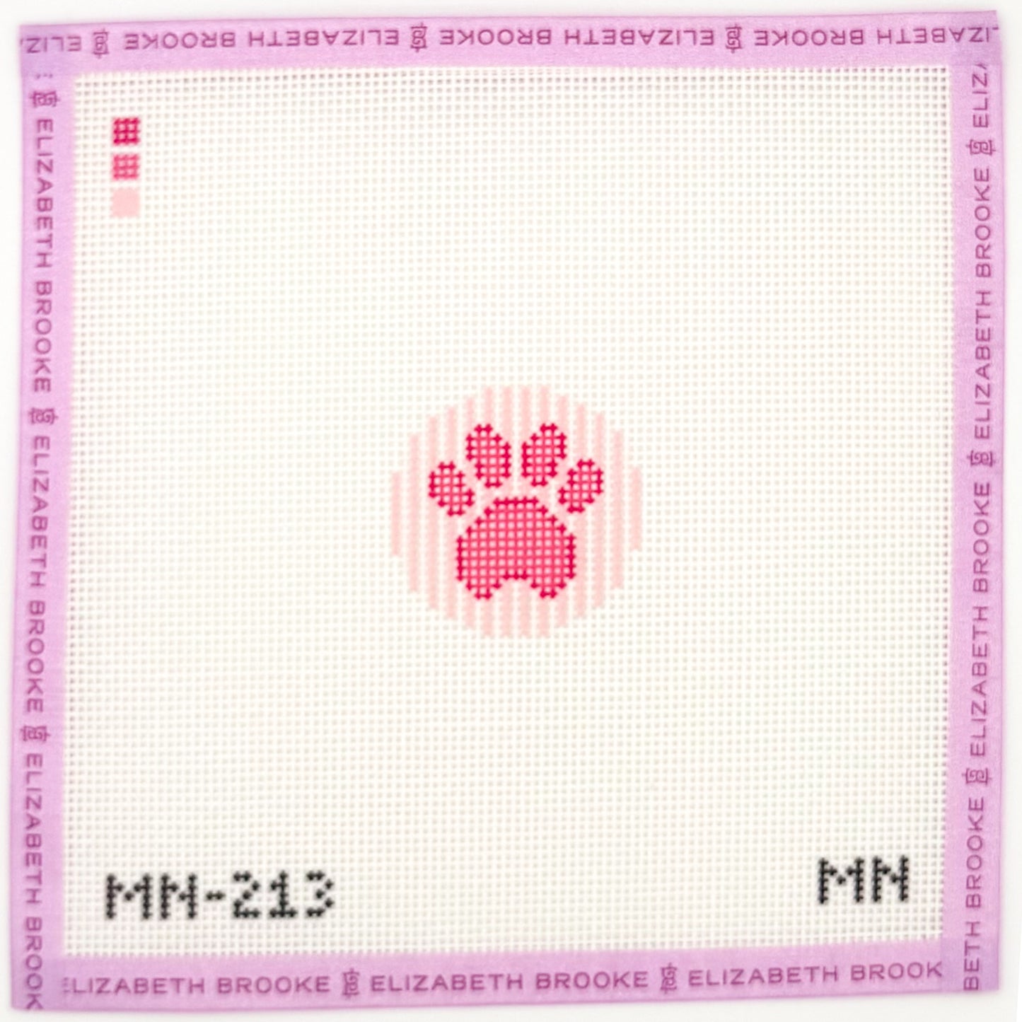 Pink Stripe Paw Mini Needlepoint Canvas