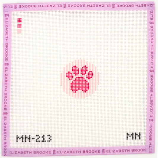 Pink Stripe Paw Mini Needlepoint Canvas