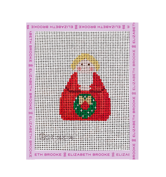 Red Angel with Green Wreath and Silver Bow