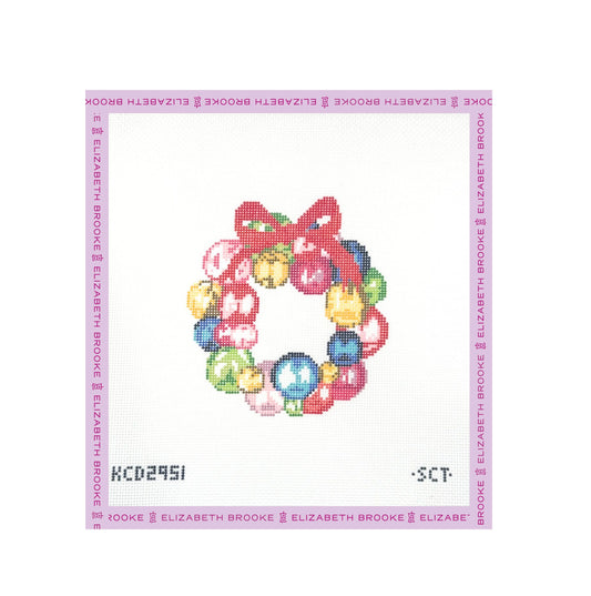 Mini Glass Ornament Wreath Needlepoint Canvas